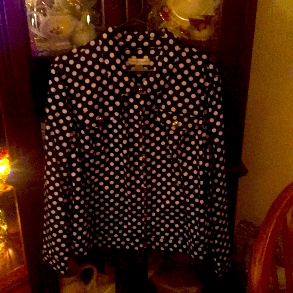 Christopher Banks XL blue polkadot denim jacket